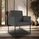 Ver imagem 4 de Kit 02 Poltronas Moderna Courino 3 Cores- Base Ferro Preto - Cinza