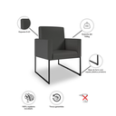 Ver imagem 5 de Kit 02 Poltronas Moderna Courino 3 Cores- Base Ferro Preto - Cinza