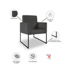 Kit 02 Poltronas Moderna Courino 3 Cores- Base Ferro Preto - Cinza - 5