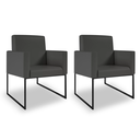 Ver imagem 1 de Kit 02 Poltronas Moderna Courino 3 Cores- Base Ferro Preto - Cinza