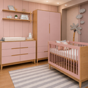 Ver imagem 7 de Berço Americano Rosa Cômoda e Guarda Roupa Linha Tomi Quater