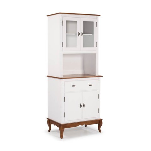 Cristaleira Arca e Oratório 4 Portas 1 Gaveta com Pés Luis Xv 60630 Linz Móveis - Branco/imbuia