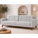 Ver imagem 2 de Sofá Clean 3 Lugares 230cm Cinza Bouclé Estrutura Madeira Eucalipto Sallar Home