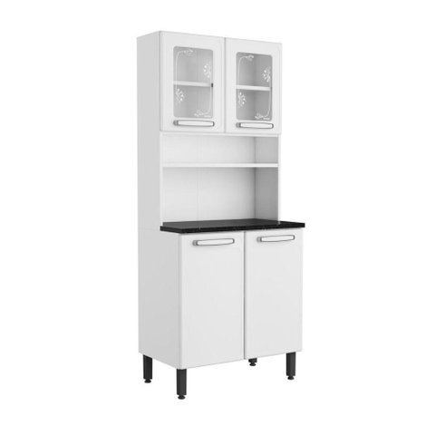 Armário de Aço 4 Portas 2 de Vidro Branco Evidence Bertolini
