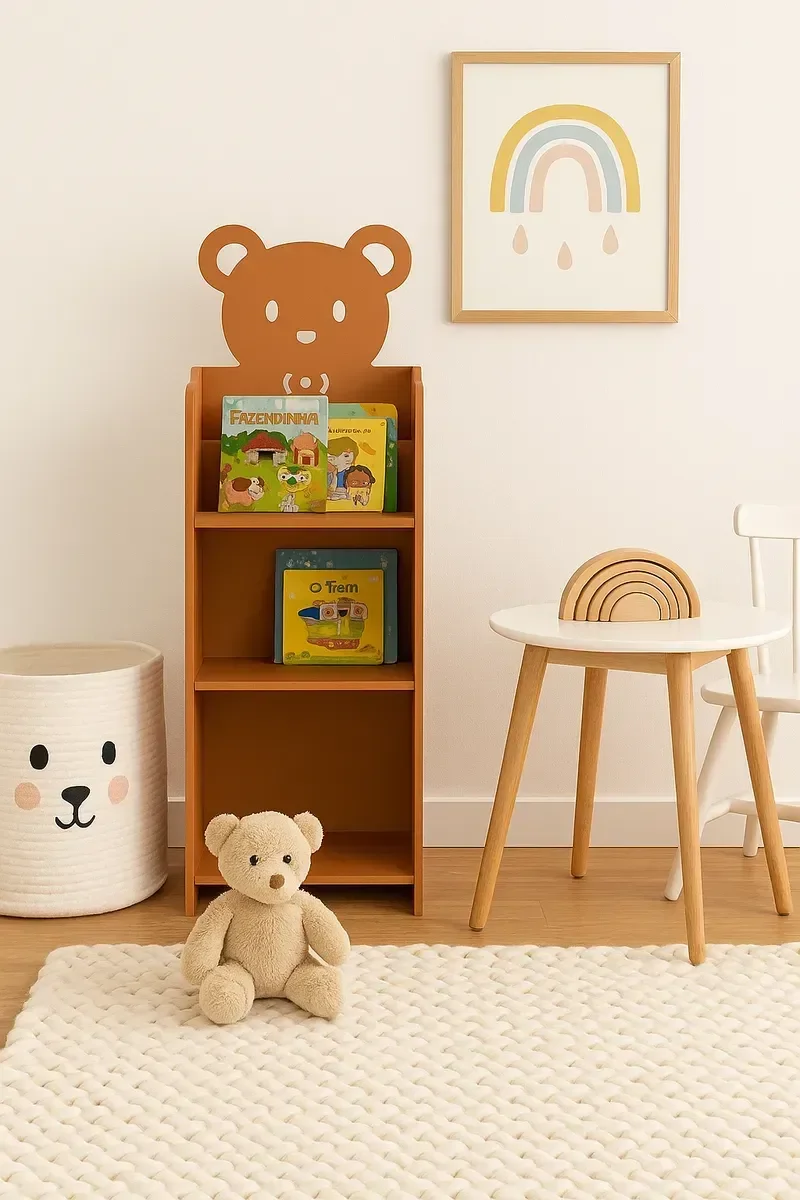 Ver imagem 2 de Mesa de Cabeceira Infantil Prateleira de Urso Brinquedoteca:urucum