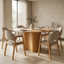 Ver imagem 1 de Mesa Jantar Palmas Redonda 150cm com 6 Cadeiras Modernas:linho Areia