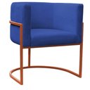 Ver imagem 2 de Poltrona Reforçadas Decorativa Sala de Estar Carla Base Ferro Bronze Suede Azul Marinho