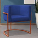 Ver imagem 1 de Poltrona Reforçadas Decorativa Sala de Estar Carla Base Ferro Bronze Suede Azul Marinho