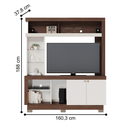 Ver imagem 3 de Estante Home Phoenix 160cm para Tv até 50 Pol Prateleira Vidro Nogueira Off