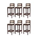Ver imagem 2 de Kit 6 Banquetas Madeira Imbuia Balcão Encosto Estofado:Imbuia com Palha