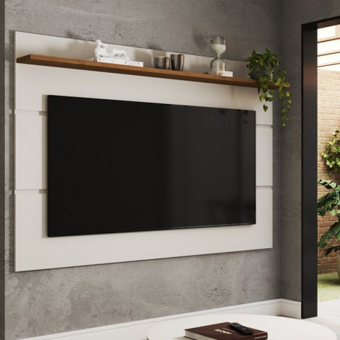 Painel para Tv até 70 Polegadas Bristol 1 Prateleira Off White/freijo - Panorama Móveis