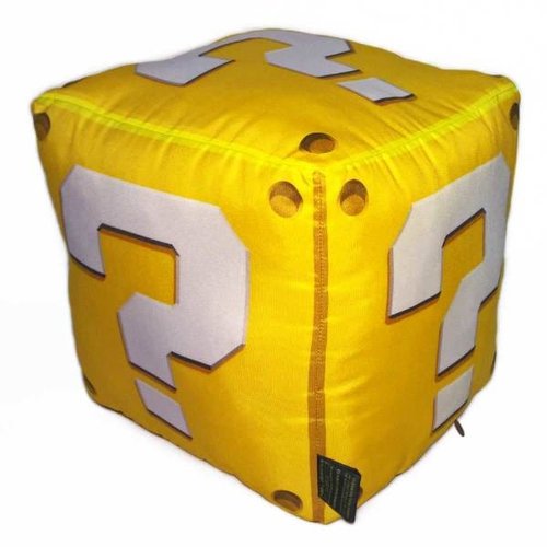 almofada lucky block cubo gigante interrogação super mario games