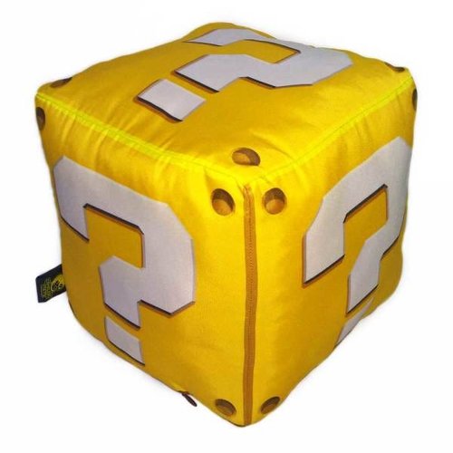 almofada lucky block cubo gigante interrogação super mario games