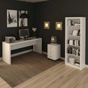 Ver imagem 1 de Kit para Escritório com Mesa Gaveteiro e Estante 5 Nichos Br Cor:branco