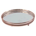 Ver imagem 1 de Bandeja Redonda Espelhada Decorativa Luxo Cobre 20,5cm Kv0133