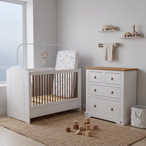 Quarto Bebê Smile 3 Peças Creme/Carvalho