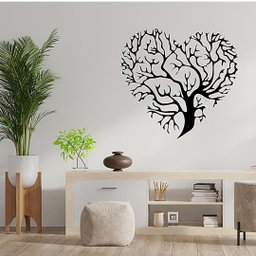 Quadro de Parede Árvore em Mdf - Coração Preto - 2