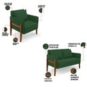 Ver imagem 5 de Kit 1 Sofá Namoradeira e 2 Poltronas Lana Veludo Verde Base de Madeira - D’Rossi