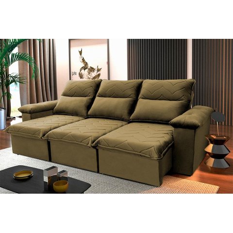 Sofá Retrátil Reclinável Paris 230cm Suede Velut com Molas no Assento - King House