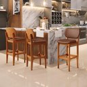 Ver imagem 2 de Kit 03 Banquetas Alta Para Cozinha Madeira Fixa Betta L02 Imbuia Couríssimo Marrom - Lyam Decor