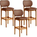 Ver imagem 1 de Kit 03 Banquetas Alta Para Cozinha Madeira Fixa Betta L02 Imbuia Couríssimo Marrom - Lyam Decor