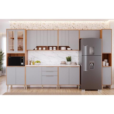 Armário de Cozinha Modulado Celeste C/ 2 Portas 80cm Cinamomo/platina - Mgm