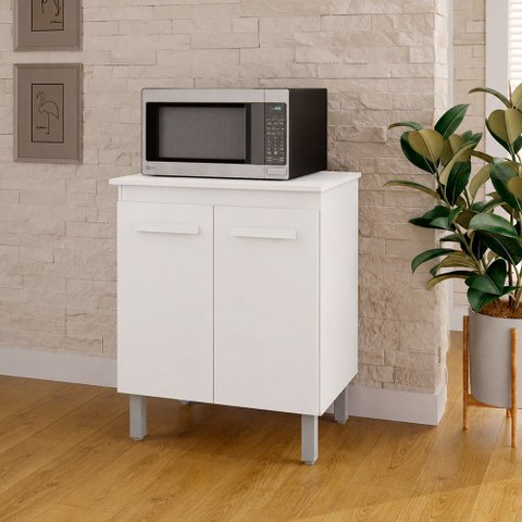 Armário Balcão Multiuso para Cozinha Micro-Ondas ou Forno Serena 02 Portas Branco Moblis