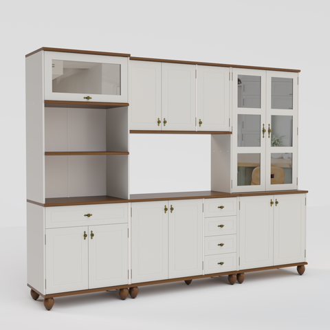 Cozinha Compacta Retrô 4 Peças Off/ White Nogueira