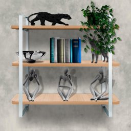 Prateleira Tripla Nicho Hone Modelo Industrial Decoração Casa 60x15 Branca/Jade - 2