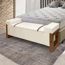 Ver imagem 2 de Recamier Baú Pés em Madeira Cama Casal 1,50m Retro Premium Estilo Decorativo Estofado Cor Bege