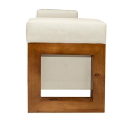 Recamier Baú Pés em Madeira Cama Casal 1,50m Retro Premium Estilo Decorativo Estofado Cor Bege - 4