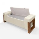 Ver imagem 3 de Recamier Baú Pés em Madeira Cama Casal 1,50m Retro Premium Estilo Decorativo Estofado Cor Bege