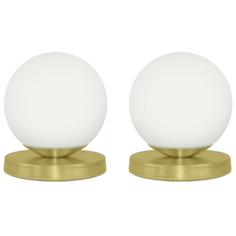 Kit 2 Luminárias de mesa Globo Orby Dourado Base Redonda