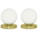 Ver imagem 1 de Kit 2 Luminárias de mesa Globo Orby Dourado Base Redonda