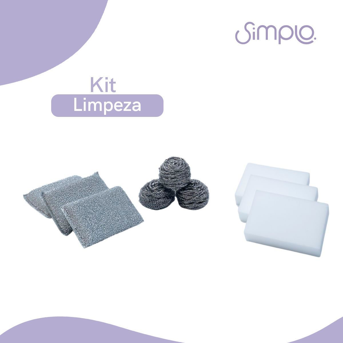 Kit esponjas aço inox, poliéster e melamina 9 peças Simplo - 2