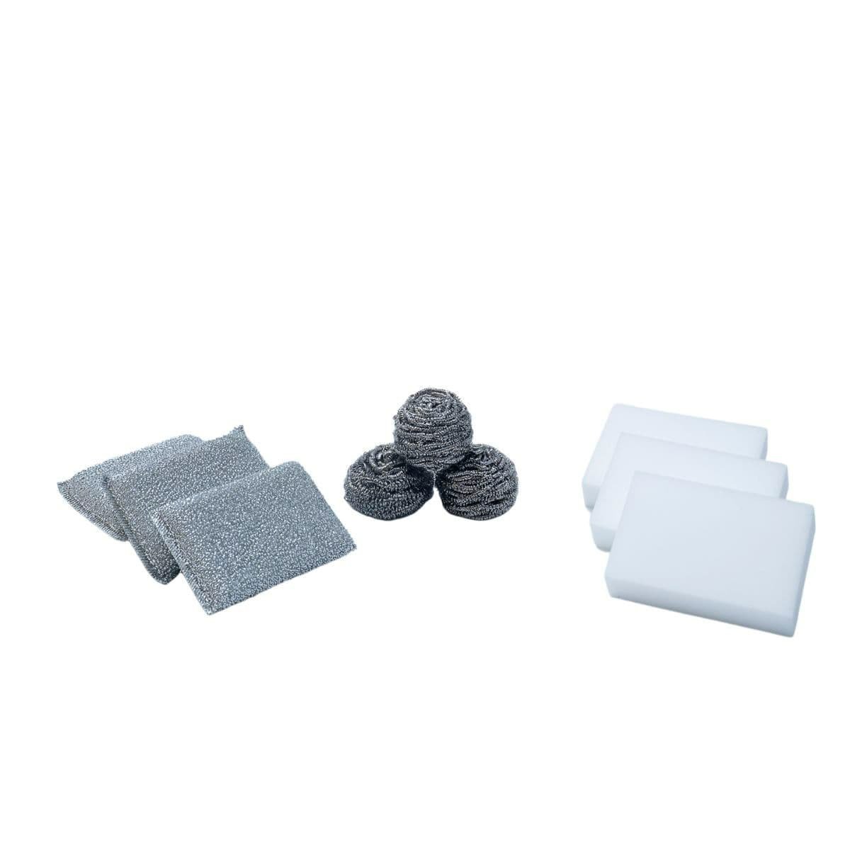 Kit esponjas aço inox, poliéster e melamina 9 peças Simplo - 1