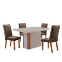 Ver imagem 1 de Mesa de Jantar Isadora 120cm Tampo MDF e Vidro Canto Copo com 4 Cadeiras Lira Moderna Mobília