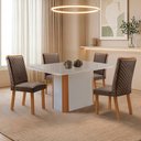 Ver imagem 2 de Mesa de Jantar Isadora 120cm Tampo MDF e Vidro Canto Copo com 4 Cadeiras Lira Moderna Mobília