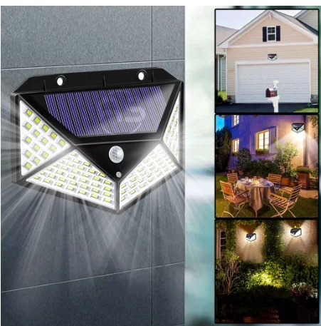 Luminária Solar 100 Led com Sensor para Jardim Externa Prova D'água Luz Led Solar Lâmpada - 3