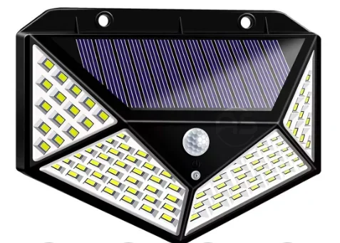 Luminária Solar 100 Led com Sensor para Jardim Externa Prova D'água Luz Led Solar Lâmpada - 1