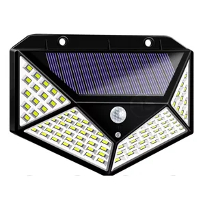 Luminária Solar 100 Led com Sensor para Jardim Externa Prova D'água Luz Led Solar Lâmpada