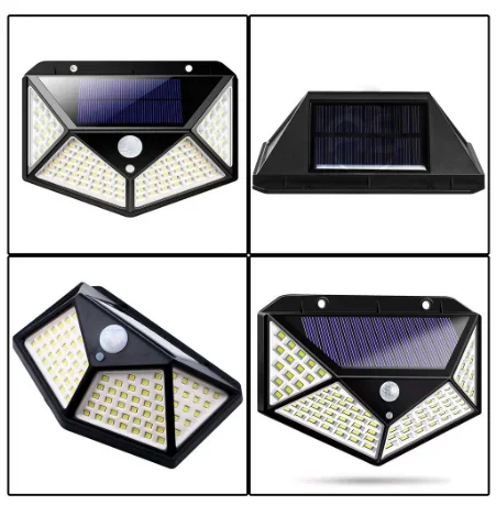 Luminária Solar 100 Led com Sensor para Jardim Externa Prova D'água Luz Led Solar Lâmpada - 4