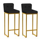 Ver imagem 2 de Kit 02 Banqueta Alta C/ Encosto Lucca Industrial Cozinha Ferro Dourado Botão Preto Corino Preto -
