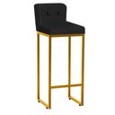 Ver imagem 3 de Kit 02 Banqueta Alta C/ Encosto Lucca Industrial Cozinha Ferro Dourado Botão Preto Corino Preto -