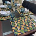 Ver imagem 2 de Kit 4 Serviços Americanos Jacquard Abacaxi fundo Azul - 35x45cm Sua Casa Decor