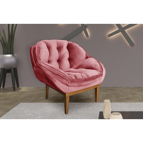 Poltrona Decorativa Marcela Veludo Rosa