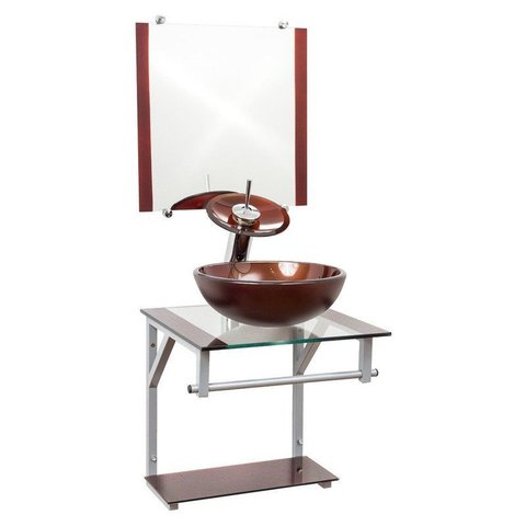 Gabinete de Vidro 40cm para Banheiro Cuba Redonda Marrom - Dahora