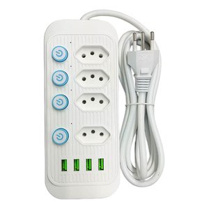 Extensao 4 Tomadas + 4 Usb Filtro de Linha