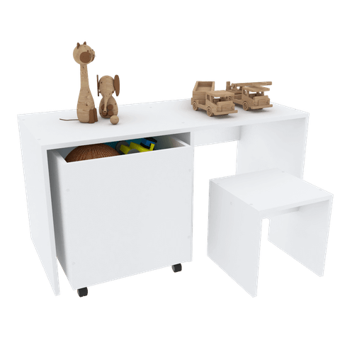 BAÚ COM RODAS E MESA COM BANCO PARA BRINCAR M157.2021.B MUNDI MOVEIS