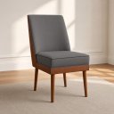 Ver imagem 1 de Cadeira Decorativa Estofada para Sala de Jantar Virgínia Suede - Élpis Móveis - Cinza Escuro e Casta